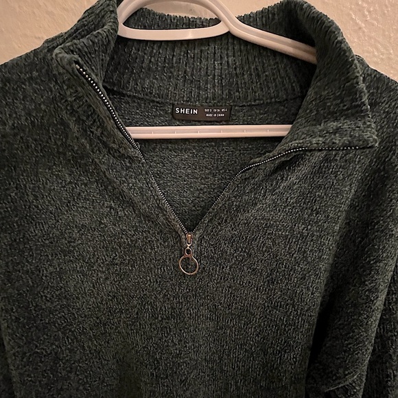 Dark Green Chenille Sweater Dress - Picture 3 of 4